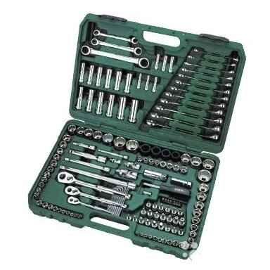 Galvučių ir raktų rinkinys 150vnt. 1/4" + 3/8" + 1/2" Galvučių ir raktų rinkinys 150vnt. 1/4" + 3/8" + 1/2"