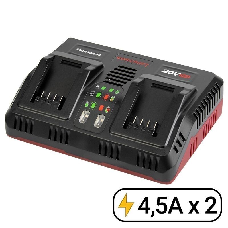 Įkroviklis dvigubas 20V LI-ION WORCRAFT akumuliatoriui Įkroviklis dvigubas 20V LI-ION WORCRAFT akumuliatoriui